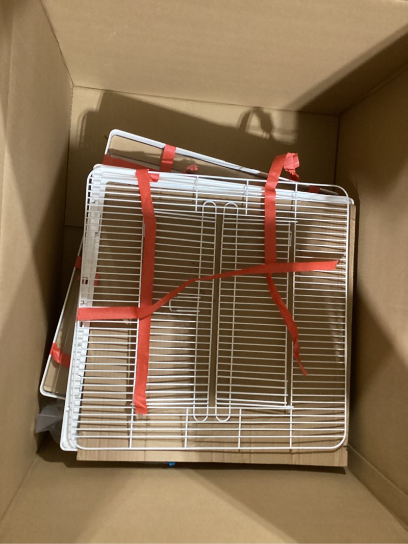 Condition photo showing Good Condition for Ruexue Clear View Bird Cage with Play Top, Modern Rolling Flight Cage for Parakeets, Cockatiels, Conures, Lovebirds, White Parrot Cage with 0.4" Bar Spacing, Slide-Out Tray & Accessories 18.1"L x 18.1"W x 23.3"H