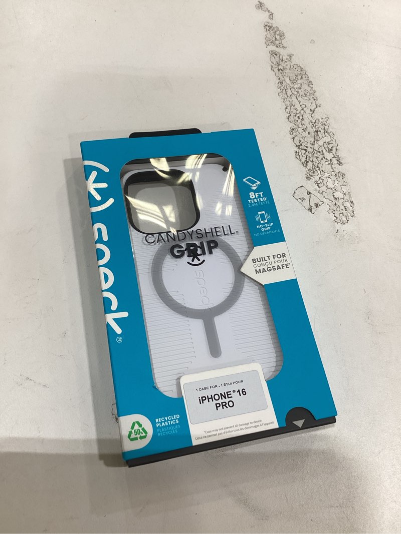 Condition photo showing New/Like New for Speck CandyShell Grip Case - iPhone 16 Pro Slim MagSafe - White/Black iPhone 16 Pro WHITE/BLACK