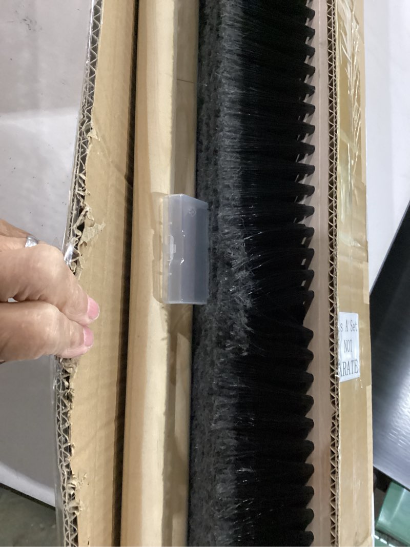 Condition photo showing Good Condition for 36 inch push broom indoor outdoor use, heavy duty floor sweep brush with 60 inch wood handle, stiff bristles for concrete garage driveway cleaning snow leaves debris