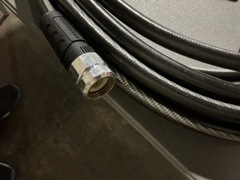 Condition photo showing As Is for neverkink teknor apex 5/8-in x 50-ft heavy kink free vinyl gray coiled hose