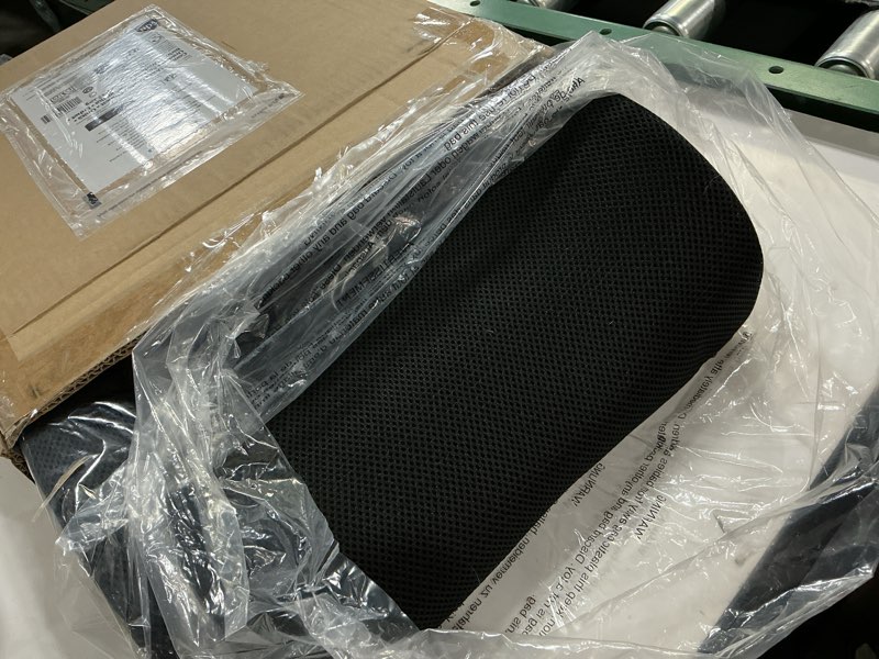 Condition photo showing As Is for Amazon Basics Rectangular Comfortable Back Support Cushion for Office Chairs, Memory Foam, Black Back Support Cushion Memory Foam