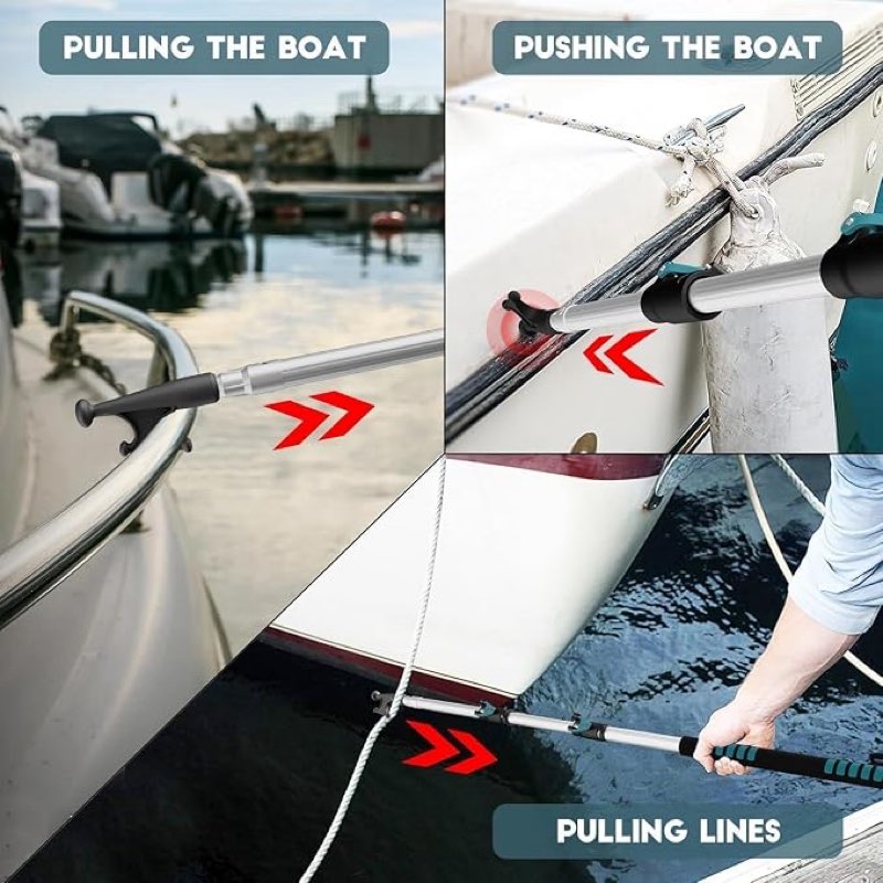 Condition photo showing As Is for telespro 5-12ft 3-stage telescopic aluminum pole boat hook: versatile docking pole for easy boat handling, sturdy and durable design, ideal for pushing and pulling boats in any water conditions