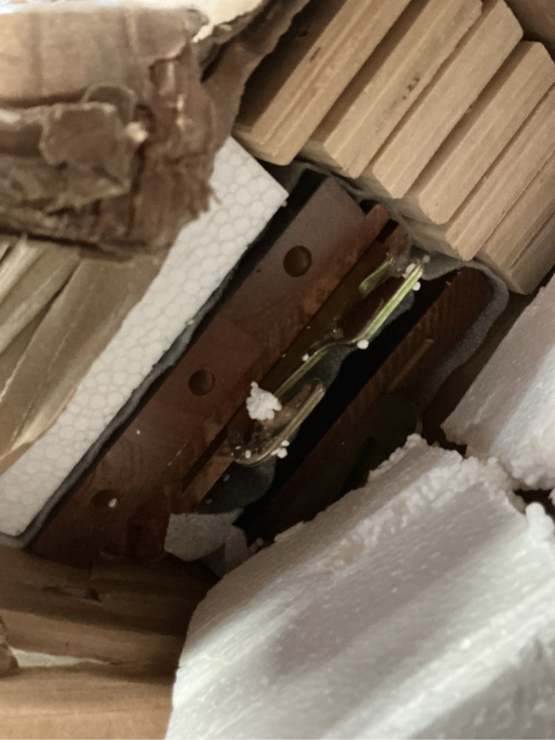 Condition photo showing As Is for  afifurnishing twin xl walnut bed frame(incomplete)