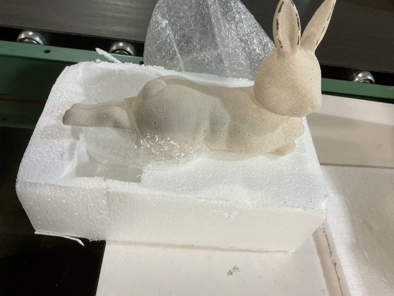 Condition photo showing Good Condition for easter terracotta bunnies decor rustic terracotta rabbit standing bunny sculptures ornaments decorative white farmhouse vintage rabbit statues figures gift for spring easter home decor