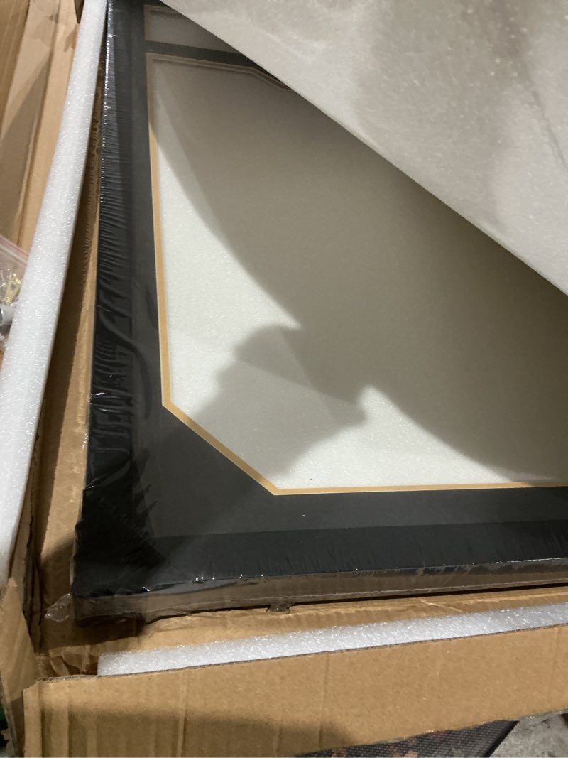 Condition photo showing Good Condition for jersey frame display case 1 pack, large wooden sport jersey shadow box frame with mats and real tempered glass cover for football hockey baseball basketball soccer shirt,black wooden 1 pack