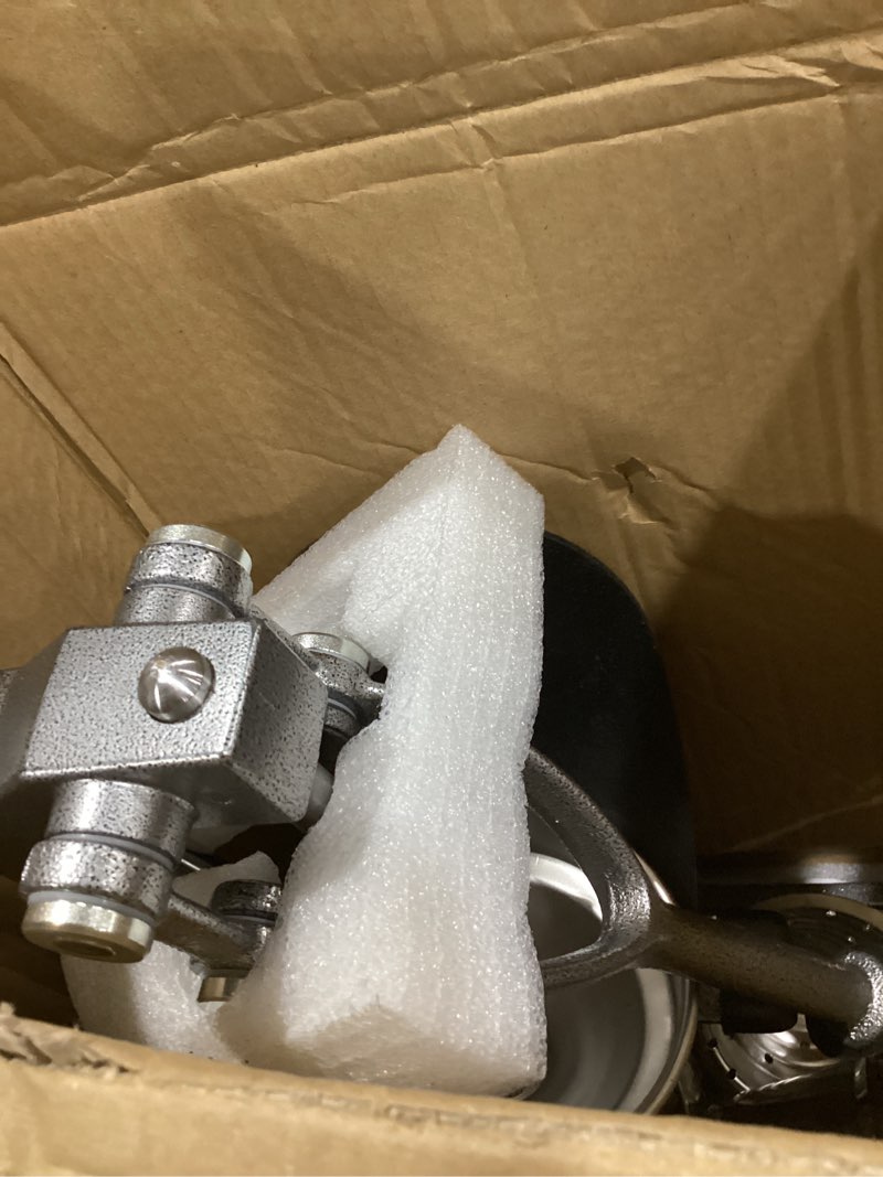 Condition photo showing As Is for cast iron juicer, fruit squeezer with stainless steel parts & sturdy base for orange lemon lime grapefruit, ideal for home & commercial use, silver