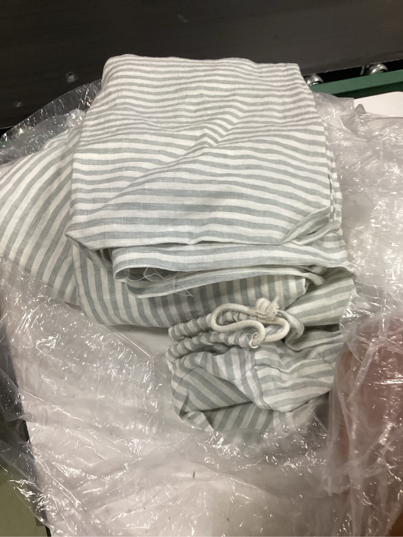 Condition photo showing Good Condition for quince european flax linen oversized lumbar pillow cover queen/full white/stripe