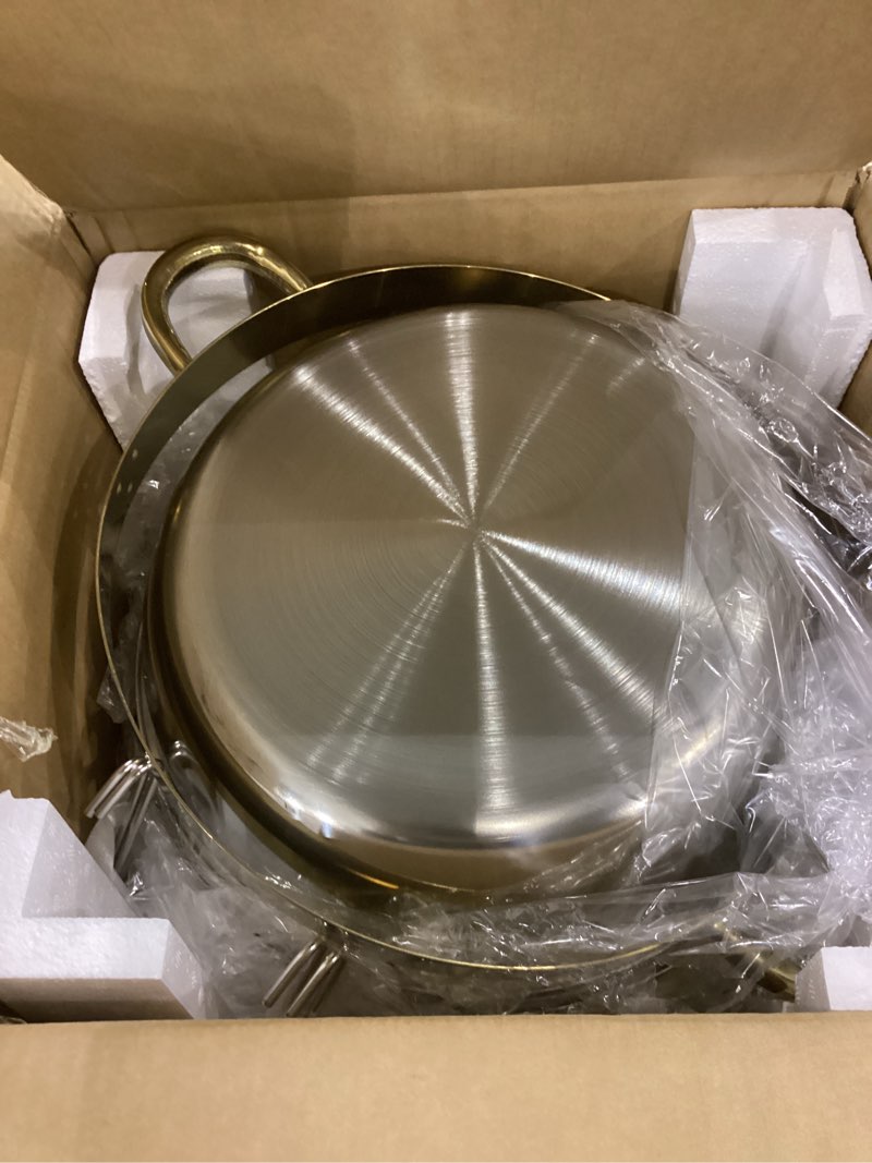 Condition photo showing Good Condition for Chafing Dish for Buffet Set, 4.8 Qt 2 Packs Buffet Servers and Warmers Set with Lid Holder, Gold and Silver Stainless Steel Round Chafers for Catering, Food Warmers for Parties, Dinners, Wedding