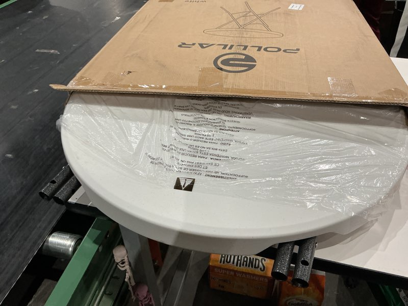 Condition photo showing Good Condition for cocktail table 28in portable folding bar height table, compact round high top plastic & steel bistro with removable legs, for indoor outdoor rv patio catering parties commercial events-white