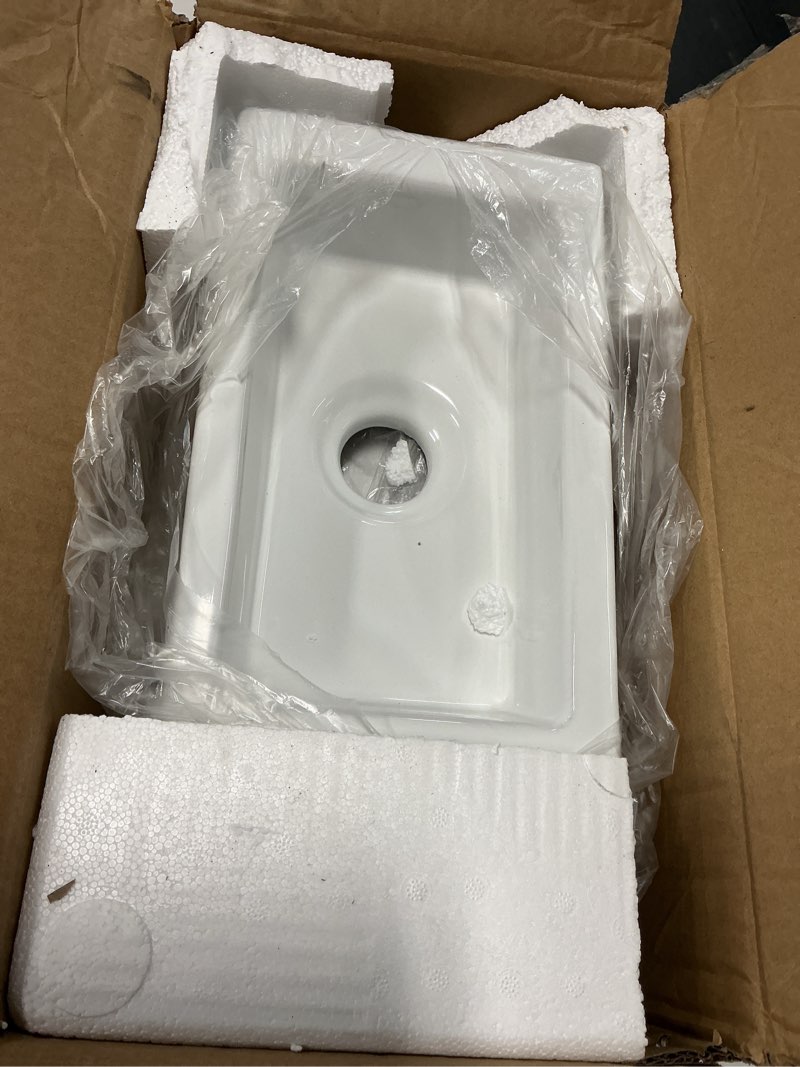 Condition photo showing Good Condition for small wall mount vessel sink, qishka 14.4" x 7" ceramic rectangle wall hung bathroom sink white mini wash basin, save space for narrow bathroom (right hand) white 14.4" x7" x3.5"