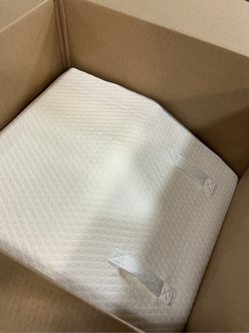 Condition photo showing Good Condition for ruqmuis leg elevation pillow for after surgery, 8inch foam leg elevating pillow for swelling and blood circulation, leg wedge pillow for sleeping, knee pillow for knee hip ankle pain relief, white flat top 8 inch white/grey
