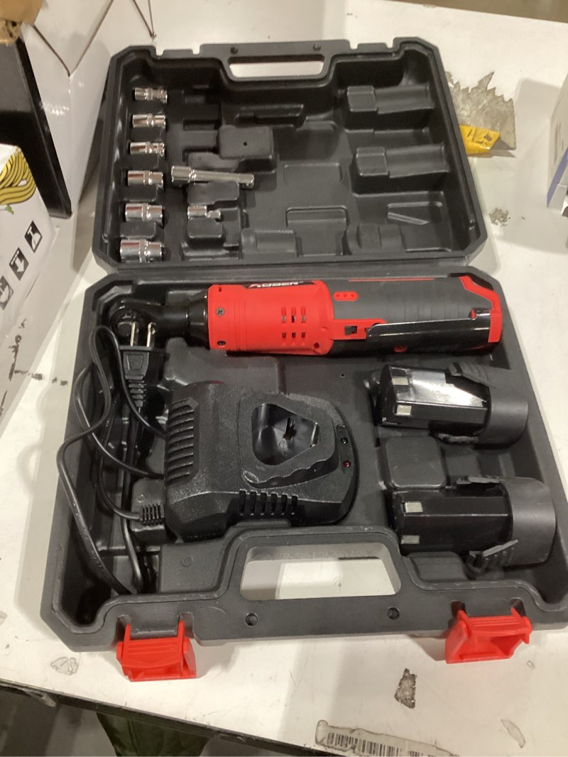 Condition photo showing Good Condition for AOBEN Cordless Electric Ratchet Wrench Set, 3/8" 12V Power Ratchet Tool Kit With 2 Packs 2000mAh Lithium-Ion Battery And Charger
