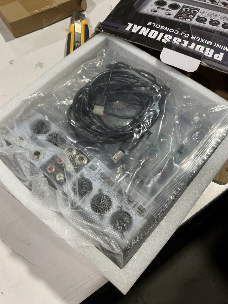 Condition photo showing New/Like New for mini audio dj mixer sound board console system,5 channel 48v phantom power with bluetooth usb mp3 stereo live dj studio streaming for professional recording party ktv stage