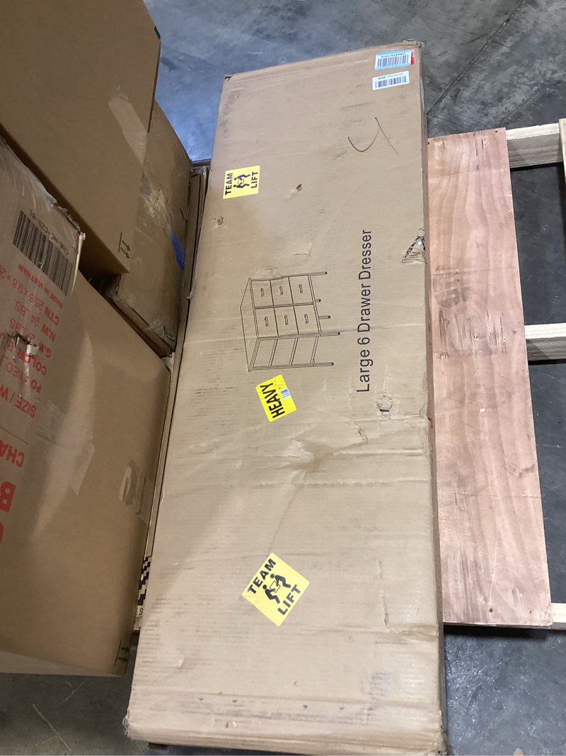 Condition photo showing Good Condition for boluo large white dresser for bedroom 6 drawer, wide fabric dressers & chests of drawers modern 16.5"d x 52.1"w x 29.5"h (6 drawers) white