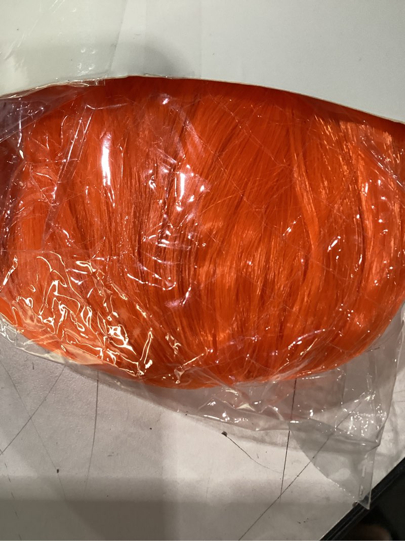 Condition photo showing Good Condition for plulon orange bob wig with heart sunglasses and hair cap, colorful short bob wigs synthetic party wigs funny cosplay hairpieces for women men neon bachelorette halloween costume party decorations