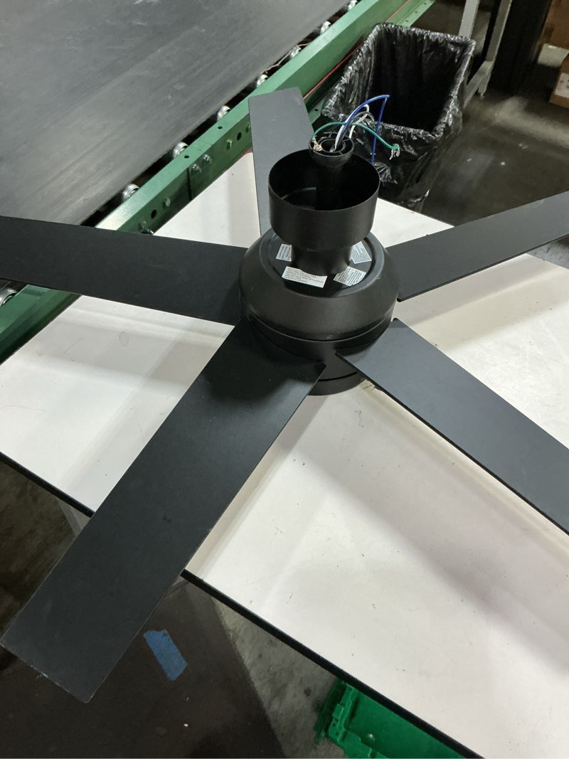Condition photo showing As Is for 1k+ bought last week harbor breeze sunport easy2hang 44-in matte black with matte blades led covered outdoor