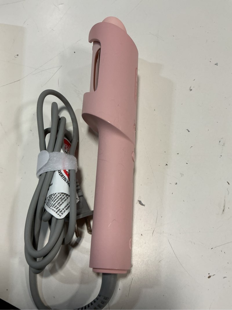 Condition photo showing As Is for tymo automatic rotating curling iron - tymo curlpro beach waves curling wand, portable hair curler, 500 million ionic, dual voltage & lightweight for travel, ceramic coating, 1 1/4 inch, pink 1 1/4 inch pink