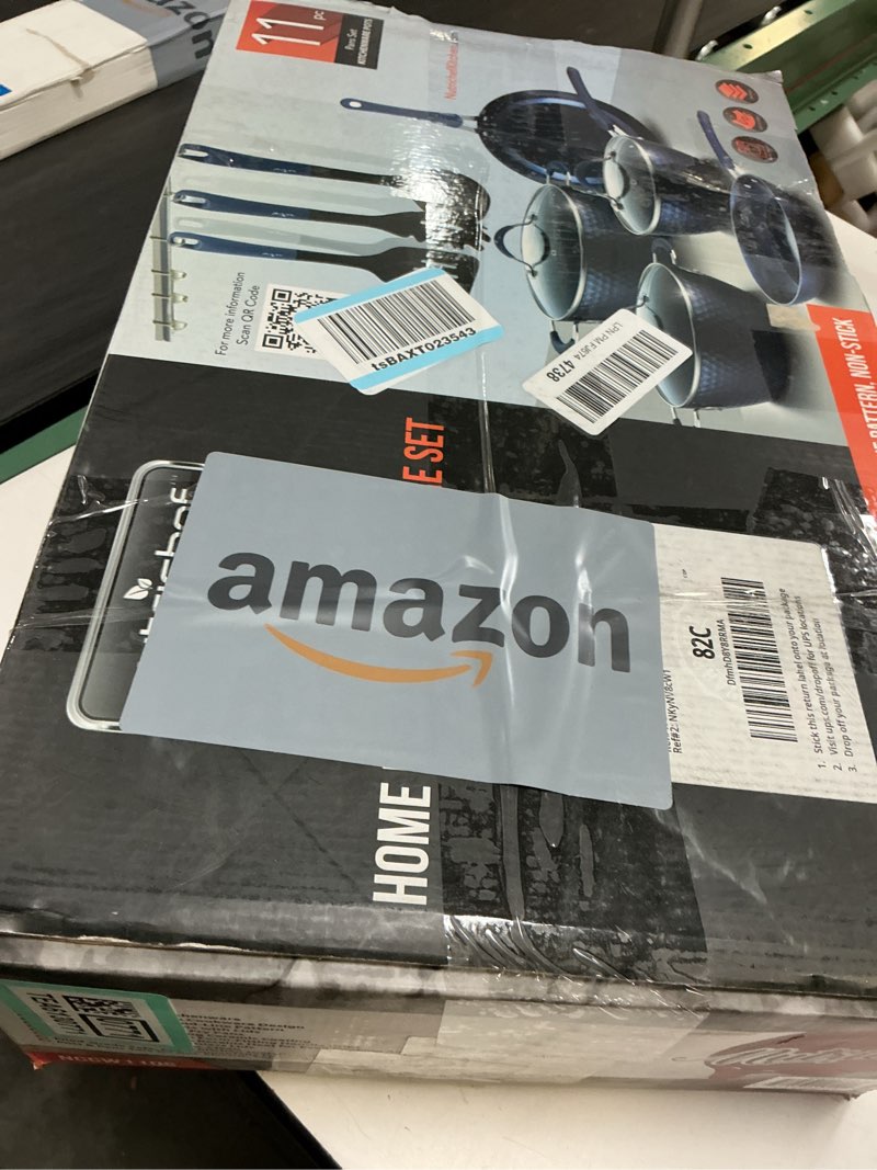 Condition photo showing Good Condition for (Incomplete )Nutrichef Nonstick Cookware Excilon Home Kitchen Ware Pots & Pan Set with Saucepan Frying Pans, Cooking Pots, Lids, Utensil PTFE/PFOA/PFOS free, 11 Pc, Blue Diamond