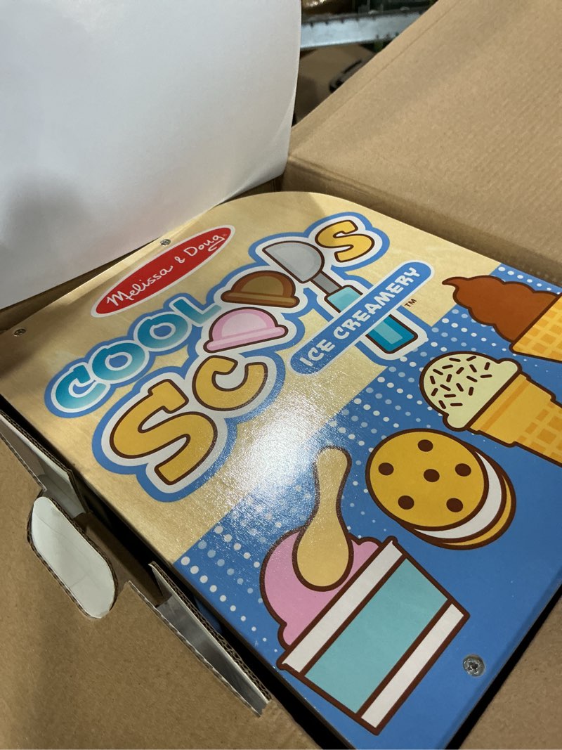 Condition photo showing Good Condition for Melissa & Doug Cool Scoops Ice Creamery, Wooden Ice Cream Shop & Counter with Play Food & Play Kitchen Accessories, Preschool Learning Toys for Girls & Boys 3+ - FSC Certified