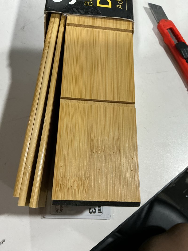 Condition photo showing Good Condition for spaceaid bamboo drawer dividers with inserts and labels, kitchen adjustable drawer organizers, expandable organization for home, office, dressers, 4 dividers with 9 inserts (17"-22" natural) 2.35''h, 17''-22''l, 4 dividers natural