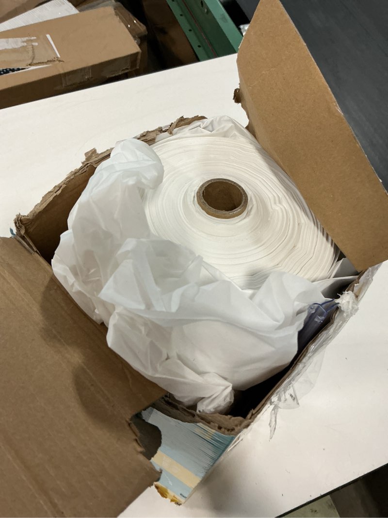 Condition photo showing As Is for niuara white plastic table cover roll - 54in x 300ft, table cloth for rectangle table with slide cut