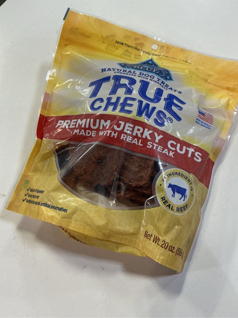 Condition photo showing New/Like New for Blue Buffalo True Chews Premium Jerky Cuts Dog Treats, Made in the USA with Natural Ingredients, Beef, 20-oz Bag Steak 1.25 Pound (Pack of 1) ( best by 2026  mar 11 )