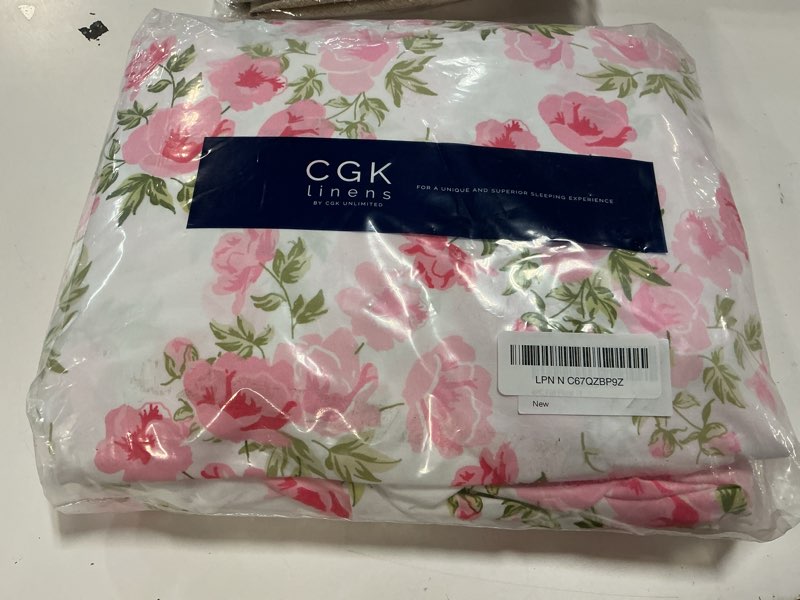 Condition photo showing New/Like New for floral sheets - pink floral bed sheet set - 1 flat, 1 fitted & 2 pillowcases w/ deep pockets - comfy, wrinkle & fade free - boho botanical bedding - ultra-soft, breathable & cooling - full size set 05 - bloom full