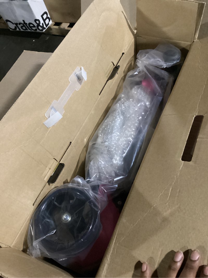 Condition photo showing Good Condition for 24v electric scooter for kids w/150w powerful motor, thumb throttle, lcd screen, bluetooth, light-up stem deck & wheels, 3 adjustable heights, 5mph safe speed, 3 wheel electric scooter for kids pink