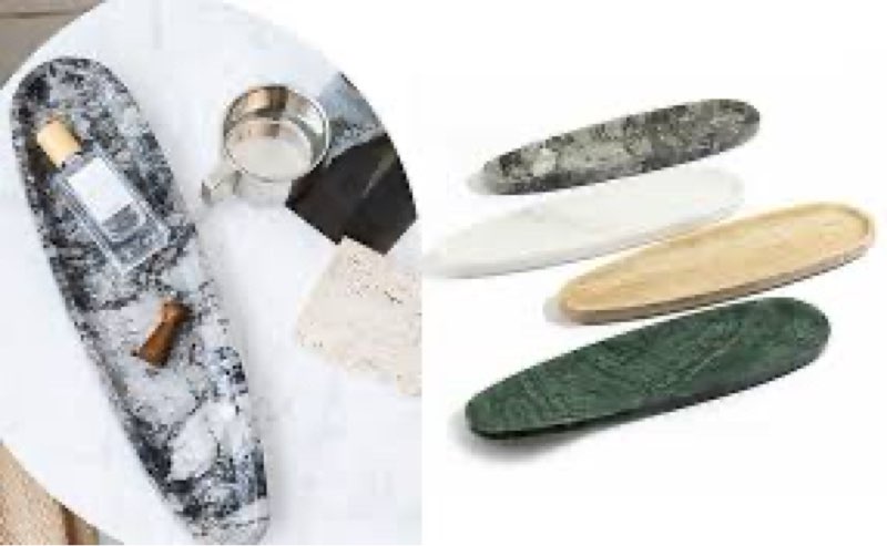 PracFit Natural Marble Tray – Real Stone for Bathroom, Vanity, Counter, and Home Decor. Perfect for 