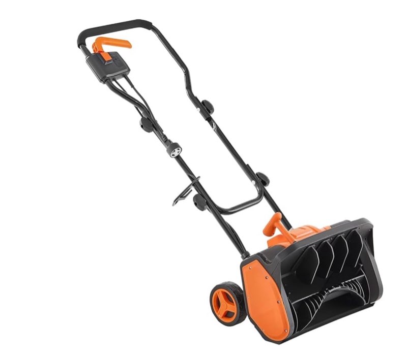 vevor electric snow shovel, 12a 17 inch corded snow shovel, 60° adjustable chute, 20 ft throwing distance, snowthrower with dual safety switch, winter ice removal tool for driveway sidewalk patio