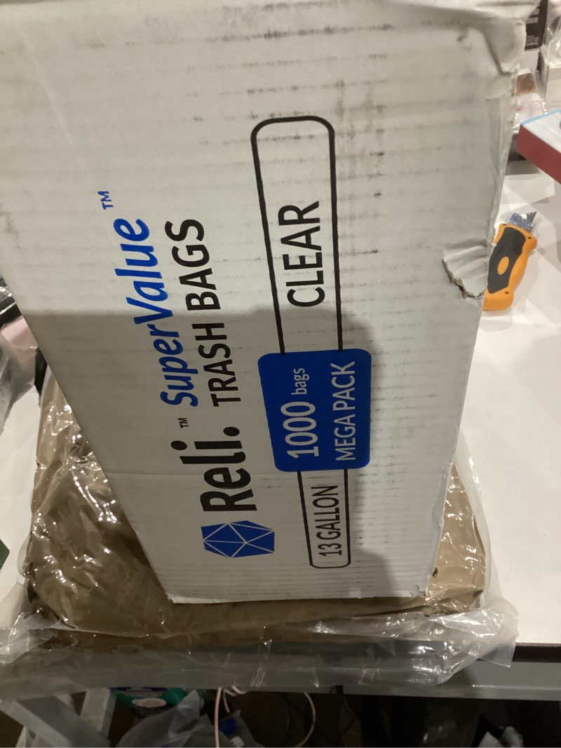 Condition photo showing New/Like New for Reli. SuperValue 13 Gallon Trash Bags | 1000 Count Bulk | Tall Kitchen | Can Liners | Clear Multi-Use Garbage Bags