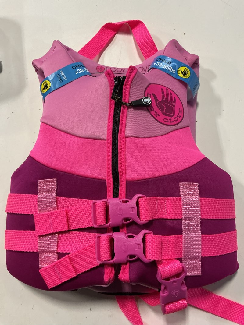 Condition photo showing Good Condition for body glove child's neoprene pfd life jacket and vest, girl, 33-55 lbs., pink