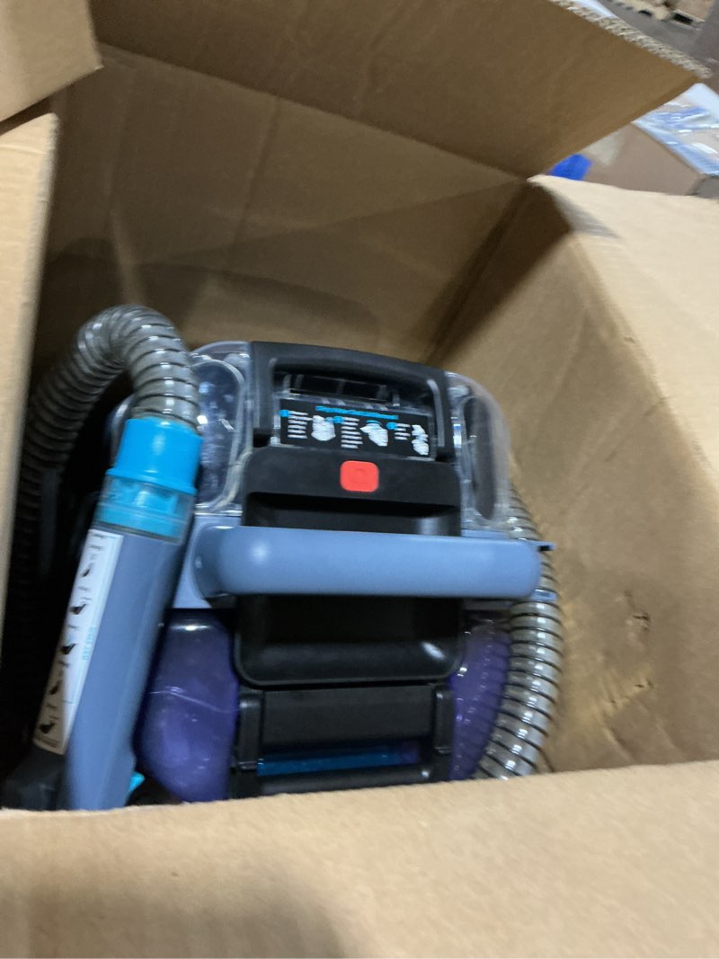 Condition photo showing As Is for shark stainstriker portable carpet upholstery & area rug cleaner, stain & odor remover, perfect for car interiors, nordic blue, px202brn stainstriker + chemical & tool