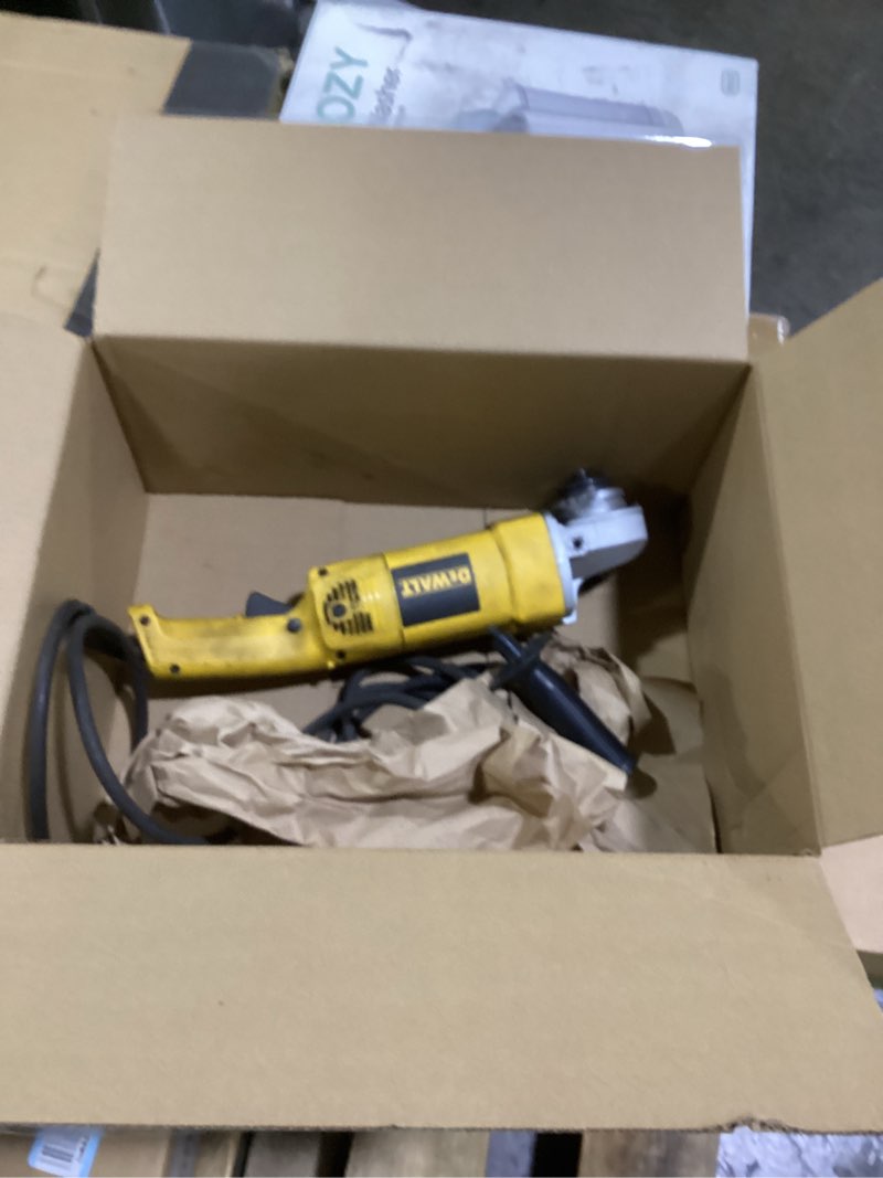 Condition photo showing As Is for dewalt angle grinder, medium, 5-inch, 5-amp (dw831), yellow