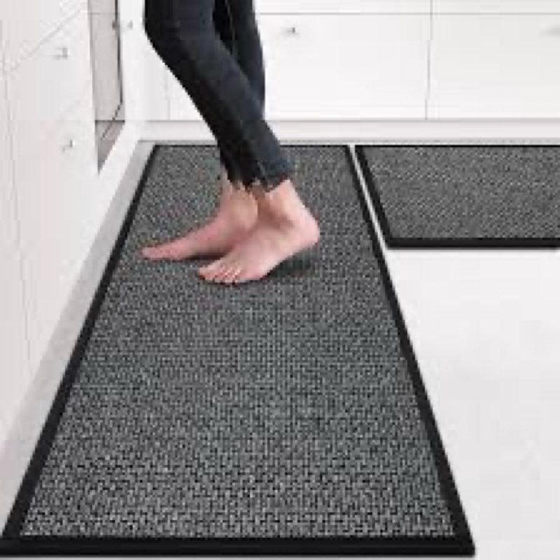 eqivei Kitchen Rugs and Mats Non Skid Washable Set of 2 PCS, Absorbent Runner Rugs for Kitchen, Fron