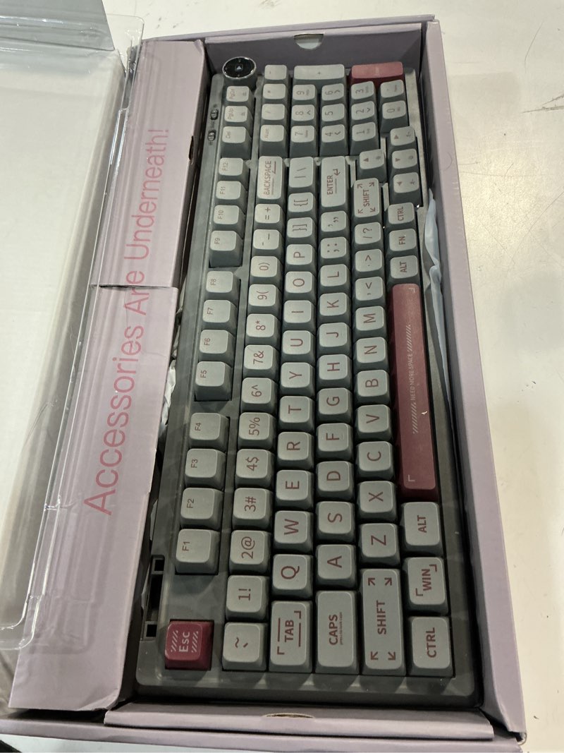 Condition photo showing Good Condition for EPOMAKER RT100 97 Keys Gasket BT5.0/2.4G/USB-C Mechanical Keyboard with Customizable Display Screen, Knob, Hot Swappable Socket, 5000mAh Battery for Win/Mac(RT100 Grey, Wisteria Linear Switch) Wisteria Linear Switch RT100 Grey