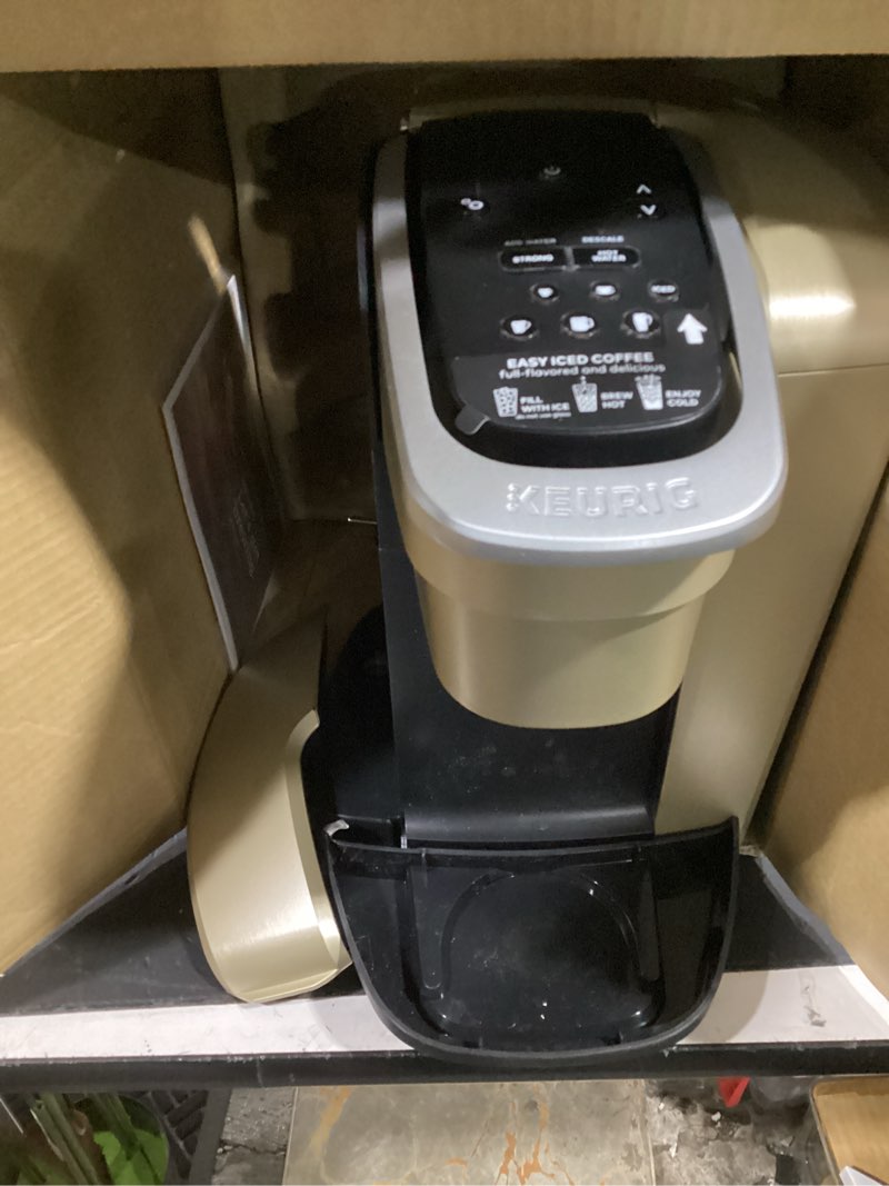 Condition photo showing As Is for (incomplete) keurig k-elite  single serve k-cup pod coffee maker  brushed gold