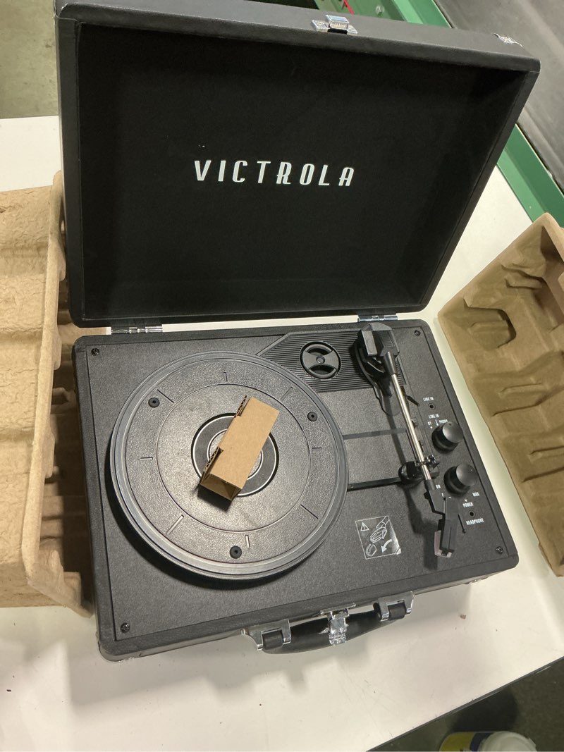 Condition photo showing Good Condition for Victrola Journey Bluetooth Portable Suitcase Record Player – with Built-in Speakers, 3 Speed Vinyl Record Player, RCA Out, Headphone Jack (Black)