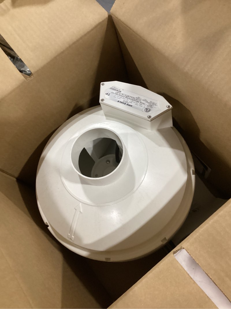 Condition photo showing As Is for festa amg eagle radon fan - quiet and energy efficient 241 cfm radon mitigation system inline fan - 3" electric waterproof inline duct - made with sturdy glass reinforced poly-resin – white