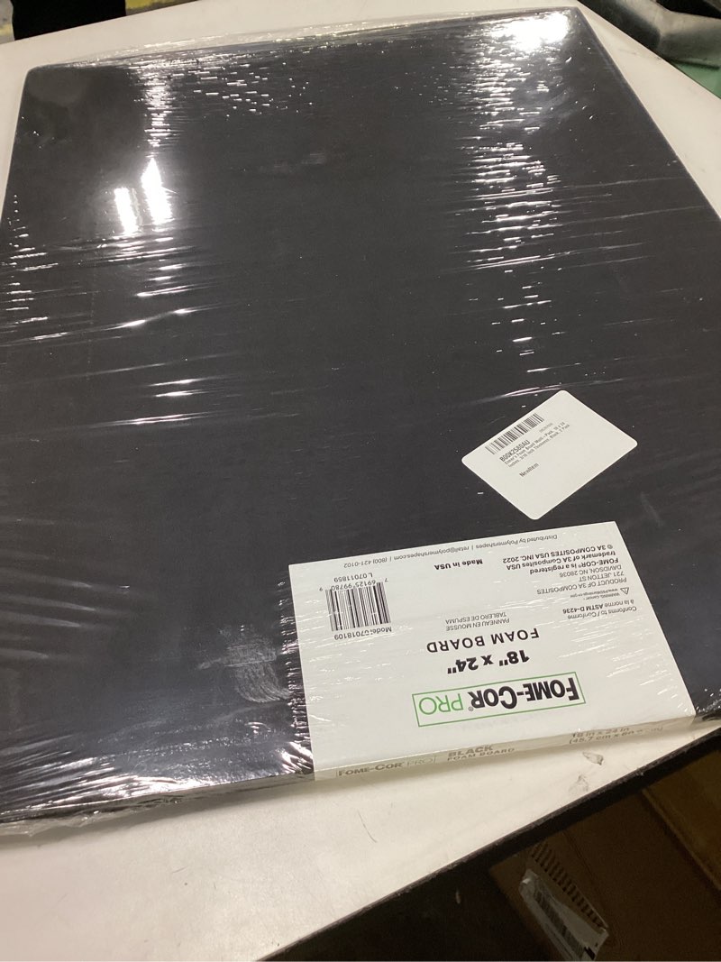 Condition photo showing New/Like New for Elmer's Foam Board Multi-Pack, 18 x 24 Inches, 3/16 Inch Thickness, Black, 2 Pack 18 x 24 Inches 2-Pack Black