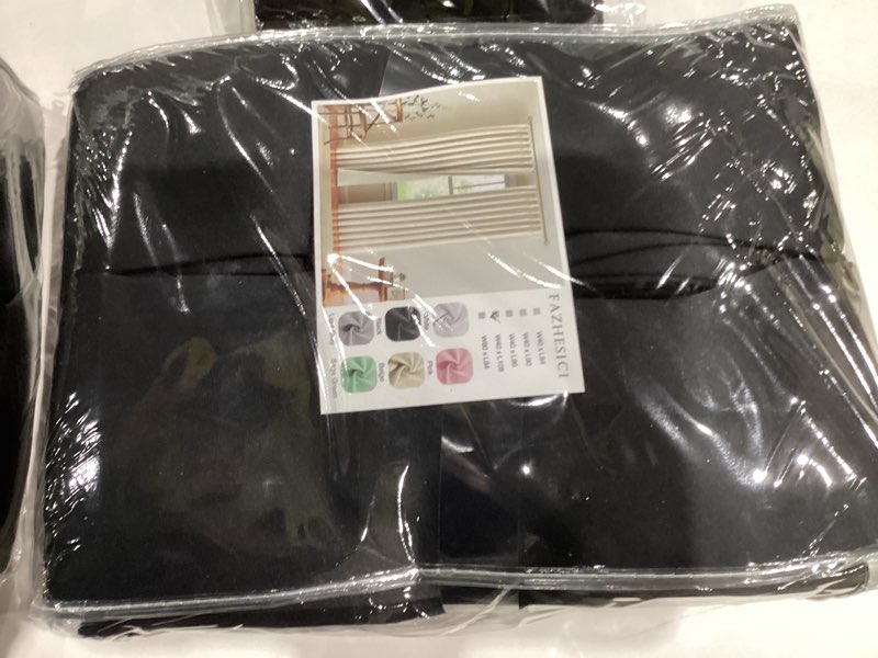 Condition photo showing New/Like New for Fazhesici Black Pleated Full Blackout Curtains 108 inches Long Black Out Curtains for Bedroom Therma