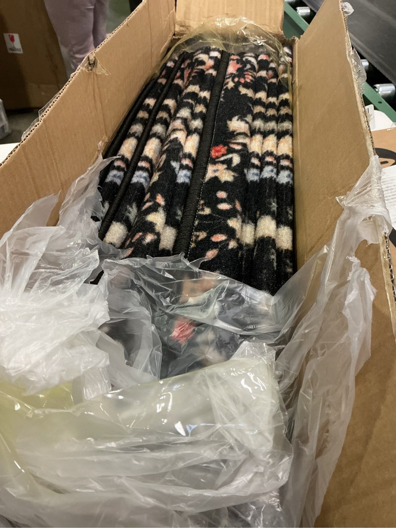 Condition photo showing New/Like New for RORA Bullnose Carpet Stair Treads Non-Slip Stair Treads for Wooden Steps,Washable Stair Carpet,Floral Stair Rugs,Runner Indoor Stair Mats for Pets Elder,14pcs,29.5 ''x9.5 ”x1.5 '',Black 14pcs Black 14