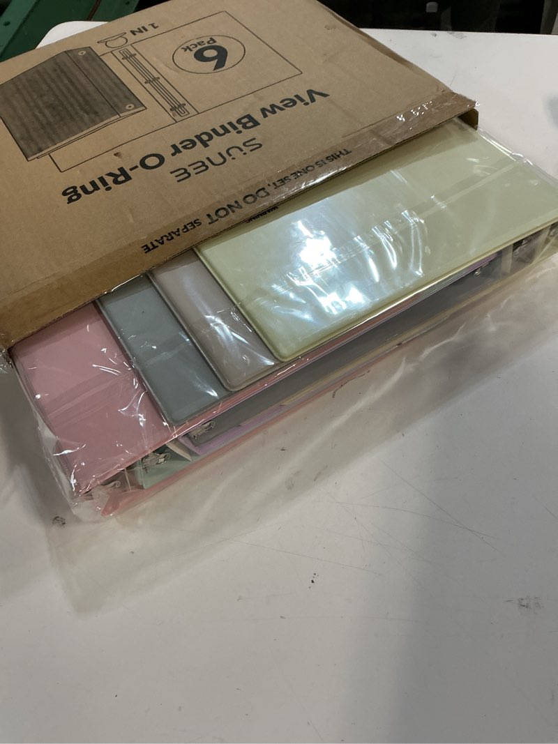 Condition photo showing New/Like New for SUNEE 1 Inch Binders 3 Ring 6 Pack, Clear View Three Ring Binders PVC-Free (Fit 8.5x11 Inches) for School or Office Supplies, Pastel Binder Pastel Assortment 1 Inch