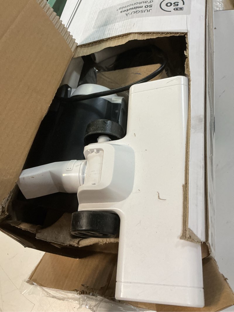 Condition photo showing As Is for Eureka Cordless Vacuum Cleaner, Anti-Tangle Brushroll, Rechargeable Stick Vacuum, Lightweight for Carpet, Hard Floor, Pet Hair, White NEC280WH