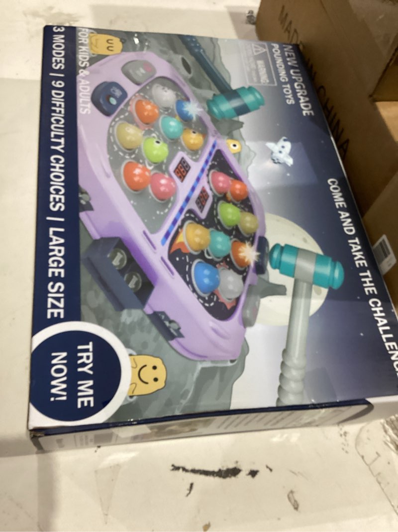 Condition photo showing New/Like New for ANNKIE Hammer Mole Game for Kids, Toys for 3 4 5 6 7 8+ Year Old Boys and Girls, Pounding Game for Kids with 3 Modes,2 Hammers,Gifts for 3-12 Year Old Boys Grils, Interactive Toy with Sound and Light Purple