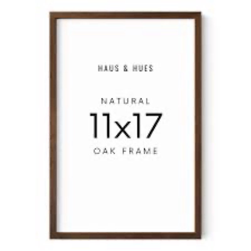 HAUS AND HUES 11x17 Walnut Oak Frame - Wooden Poster Display, Rustic Wall Mount (Standalone, Set of 