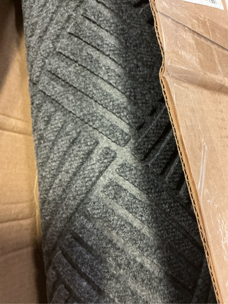 Condition photo showing As Is for jxgzyy Commercial Hallway Runner Rugs 2'11" x 9'10", Non-Slip Indoor Outdoor Doormat, Heavy Duty Floor Mat for Entrance, Porch, Patio, Garage, High Traffic Area, Dark Grey Dark Grey Diamond Stripe 2'11" x 9'10" (Rectangular)