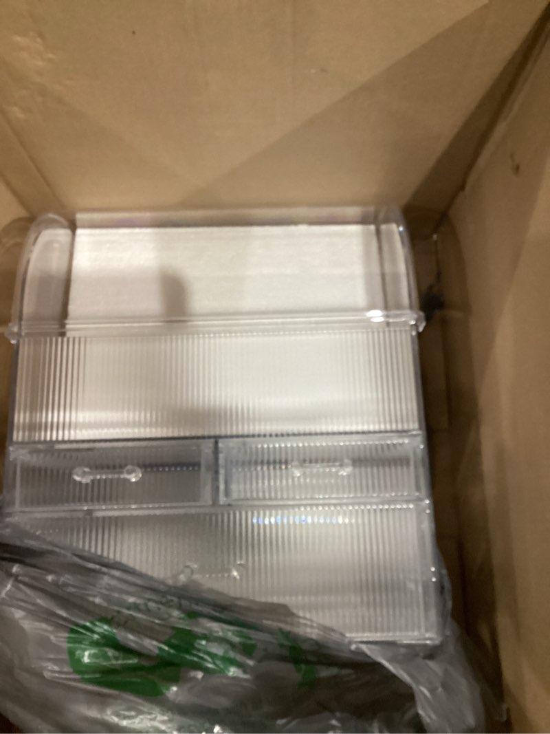 Condition photo showing Good Condition for MOOCHI Professional Large Cosmetic Makeup Organizer Bathroom Storage Display Case with Drawers Clear with Stripes