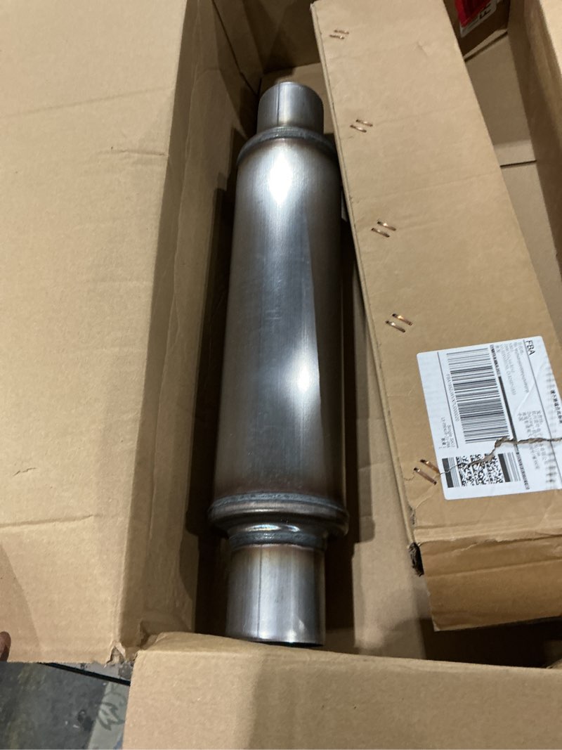 Condition photo showing As Is for exhaust muffler universal stainless steel straight through design,resonator super 10 muffler (2.5'')