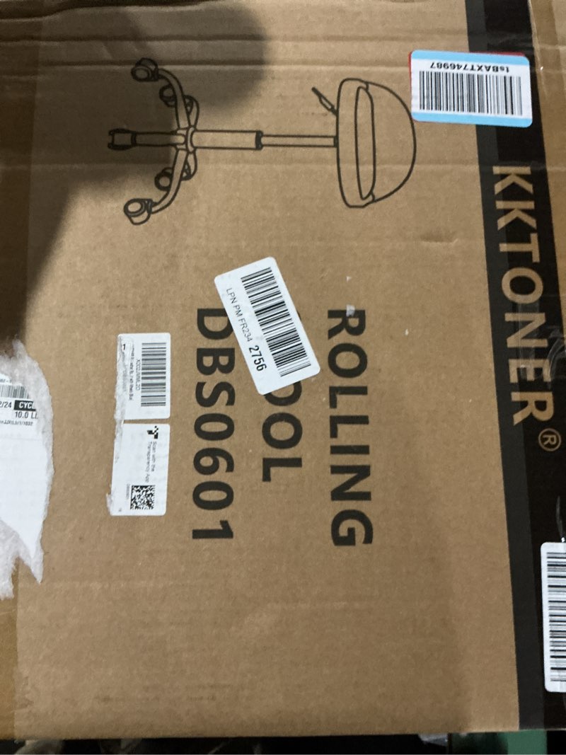 Condition photo showing Good Condition for KKTONER PU Leather Round Rolling Stool with Back Rest Height Adjustable Swivel Drafting Work SPA Task Chair with Wheels (Blue)